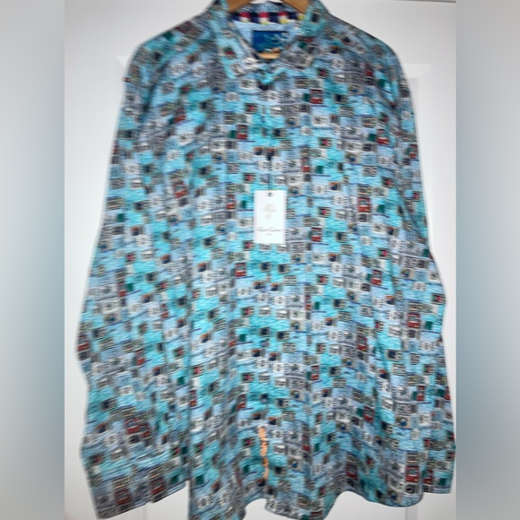 Sz 4X Men’s Robert Graham Stay Tuned TV Print Classic Fit Button-Down Shirt - Picture 3 of 12
